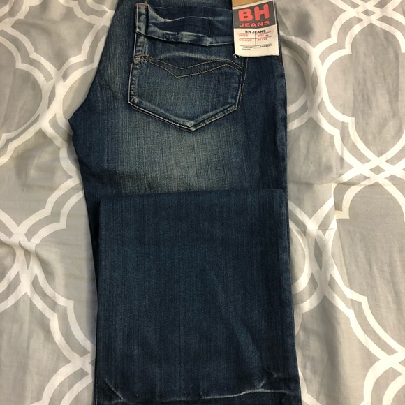 Rare Navy blue Men’s Jeans Beverly Hills Brand stone wash relaxed fit boot cut - Picture 4 of 12